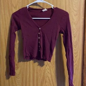 long sleeve cropped button up shirt